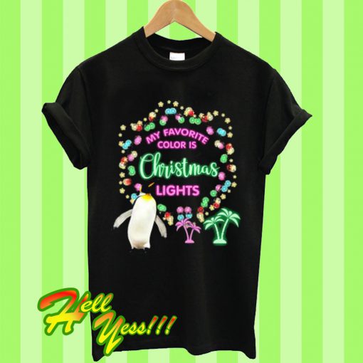 Penguin Christmas Lights T Shirt