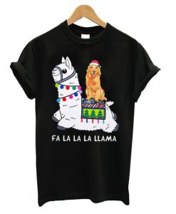 Golden Retriever Riding Llama Fa La La La T Shirt