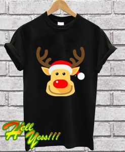 Cheeky Smile Rudolph Red Nose Reindeer T Shirt