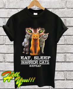 Eat Sleep Warrior Cats Repeat Funny Cat Lover T Shirt