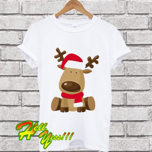 Cute Christmas Reindeer Emoji Cartoon T Shirt