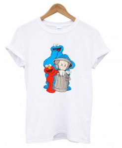 Uniqlo White Kaws X Sesame Street Graphic T Shirt