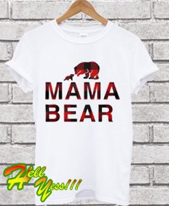 Mama bear with baby bear buffalo plaid T Shirt