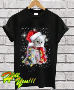 Anta Claus cat Christmas lights T Shirt
