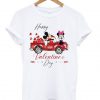 Happy Valentine’s Day Mickey And Minnie Mouse With Heart Car T Shirt