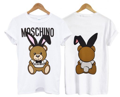 Moschino Playboy Teddy T Shirt front back