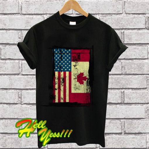 Canadian American Flag T Shirt