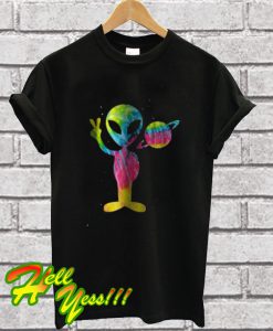 Vintage Retro 1970s Tie Dye Groovy Alien Peace T Shirt