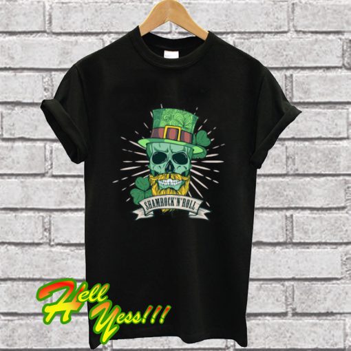 Shamrock N’ Roll St. Patrick's skull T Shirt