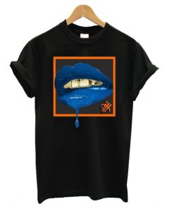 Blue Lips Black T shirt qn