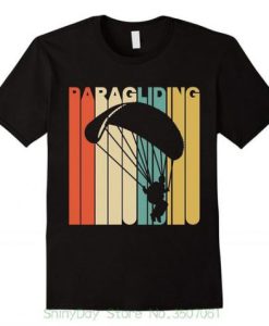 T-shirt Novelty Cool Tops Men’s Short Sleeve Tshirt Vintage Style Paragliding Silhouette qn