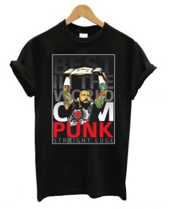 CM PUNK hardcore straight edge Wrestlingt shirt qn