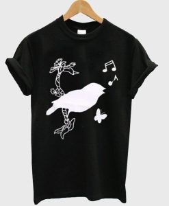 Bird Butterfly and Music Unisex T shirt qn