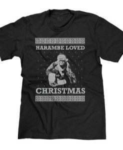 Harambe Loved Christmas RIP Cincinnati Zoo Tribute Gorilla T-Shirt qn