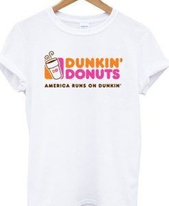 dunkin donuts america runs on dunkin tshirt qn