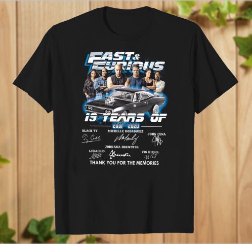 19-Years-of-Fast-and-Furious-2001-2020-10-Movies-Signature-Thank-You-For-The-Memories-T-Shirt THD