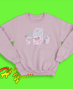 hel_Cute Milk Print Pink Sweatshirt