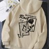 Floral And Letter Graphic Drawstring Thermal Lined Hoodie