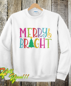 Colorful Merry & Bright Tree Cute Christmas Sweatshirt