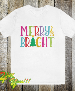 Colorful Merry & Bright Tree Cute Christmas T Shirt