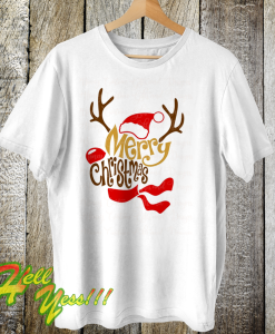 Reindeer Shaped Merry Christmas T Shirt