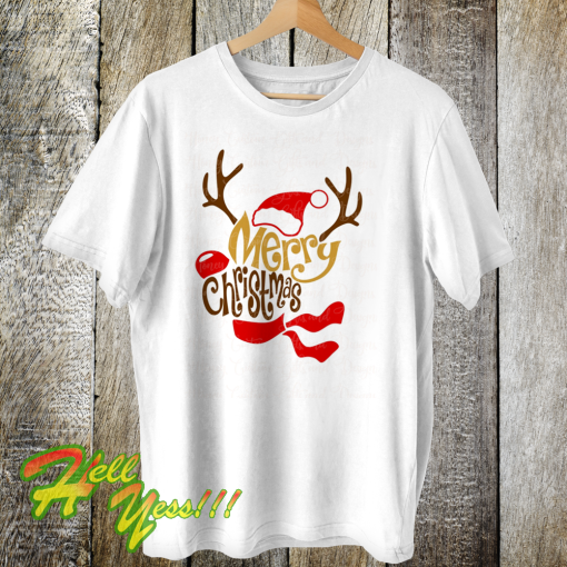 Reindeer Shaped Merry Christmas T Shirt