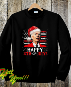 Santa Joe Biden Happy 4th Of July USA Flag Christmas Ugly Sweater