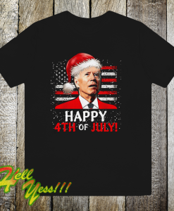 Santa Joe Biden Happy 4th Of July USA Flag Christmas Ugly T Shirt