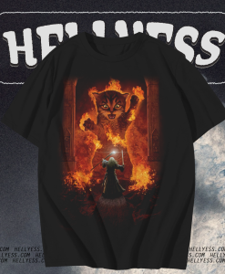 The Mountain Cat Gandalf You Shall Not Pass Fire Kitten Wizard Kitty t-shirt TPKJ1