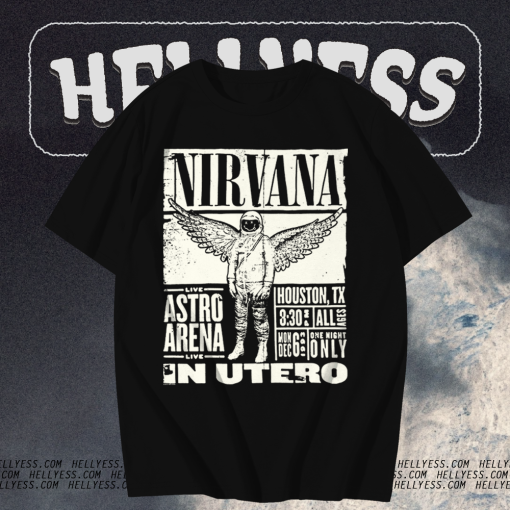 Nirvana In Utero Tour Astro Arena Houston Texas T-shirt Black TPKJ1