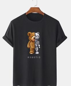T-shirt à manches courtes 100% coton Bear Graphics pour hommes