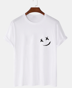 T-shirt à manches courtes décontracté à col rond pour homme Smile Chest