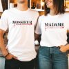 Madame Monsieur personalized last name red heart Couple T Shirt