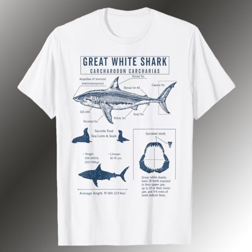 Great White Shark Anatormy T Shirt