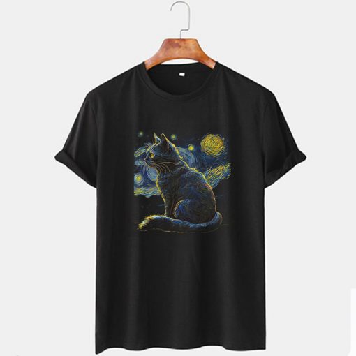 Cat van Gogh T shirt