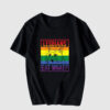 Lesbians Eat What Cat Humor Pun LGBTQ Pride Flag T Shirt